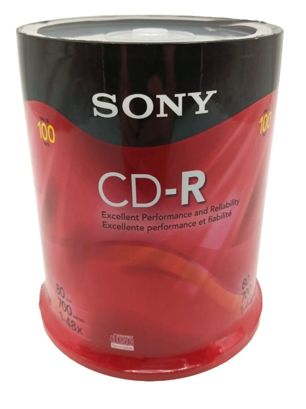NEW Sony - 100 Pack of CD-R - 700MB 80min 1-48x Blank Storage Media Discs CDs